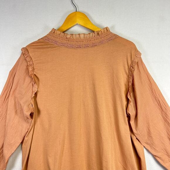 Cotton Cardigan Woman's 1X Chiffon Smocking Top Rose Cottagecore - Picture 10 of 15